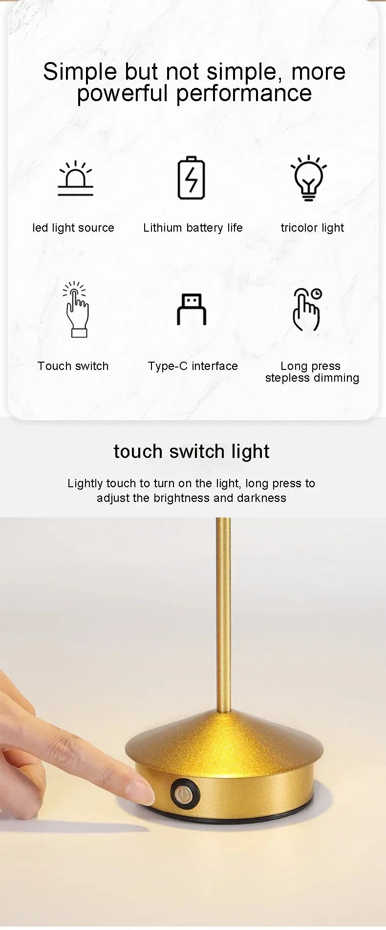 LumiDesk Rechargeable LED Desk Lamp — Touch Dimmer, 3 Color Temps, Cordless