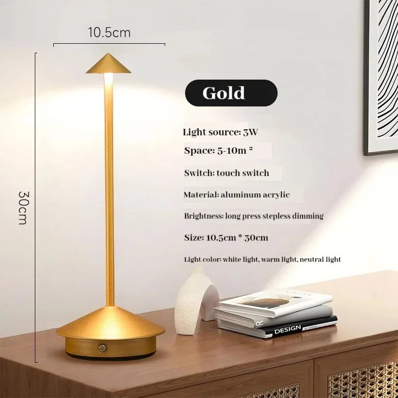 LumiDesk Rechargeable LED Desk Lamp — Touch Dimmer, 3 Color Temps, Cordless