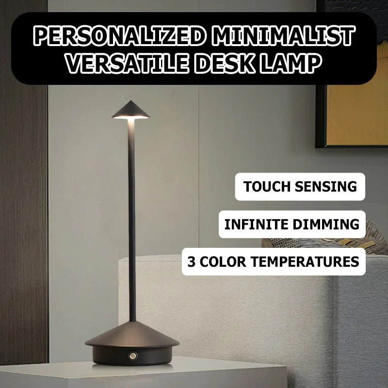 LumiDesk Rechargeable LED Desk Lamp — Touch Dimmer, 3 Color Temps, Cordless