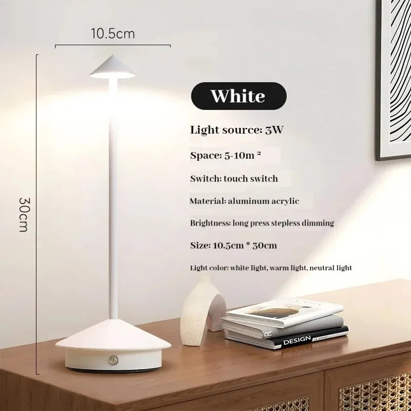 LumiDesk Rechargeable LED Desk Lamp — Touch Dimmer, 3 Color Temps, Cordless