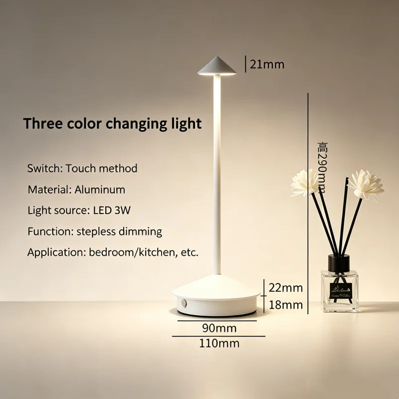 LumiDesk Rechargeable LED Desk Lamp — Touch Dimmer, 3 Color Temps, Cordless