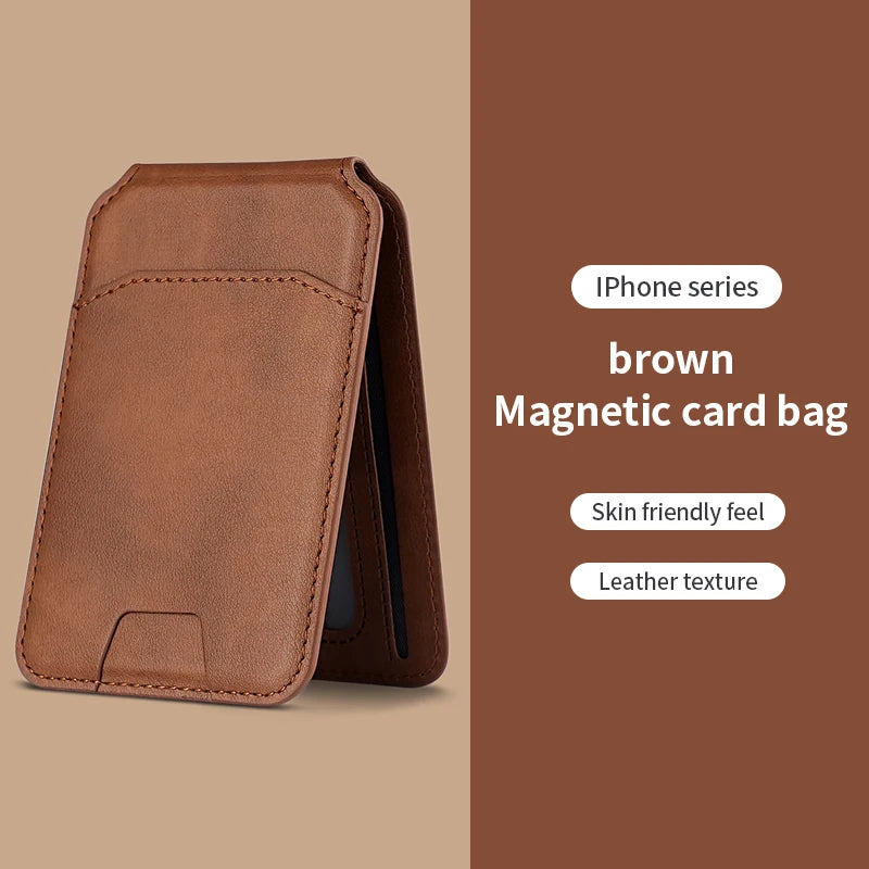 MagVault Slim Leather Card Wallet — MagSafe Magnetic iPhone Cardholder