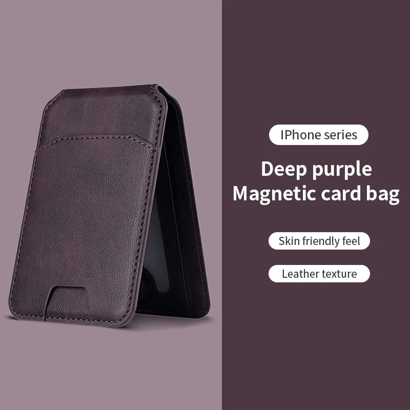 MagVault Slim Leather Card Wallet — MagSafe Magnetic iPhone Cardholder