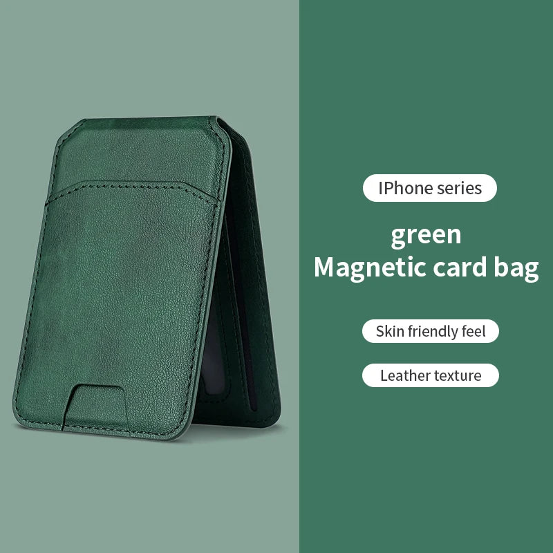 MagVault Slim Leather Card Wallet — MagSafe Magnetic iPhone Cardholder