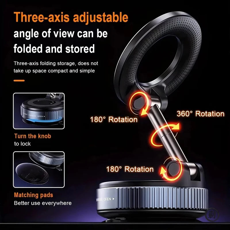 MagGrip Flex 360° Universal Magnetic Phone Mount — Vacuum Suction for Car, Desk & Bathroom