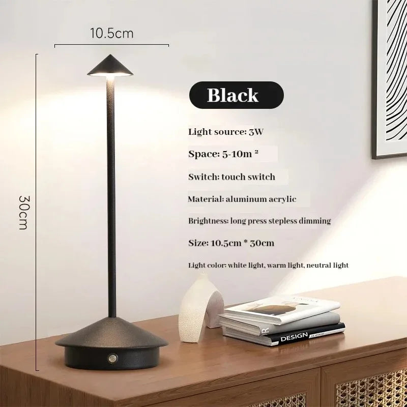 LumiDesk Rechargeable LED Desk Lamp — Touch Dimmer, 3 Color Temps, Cordless