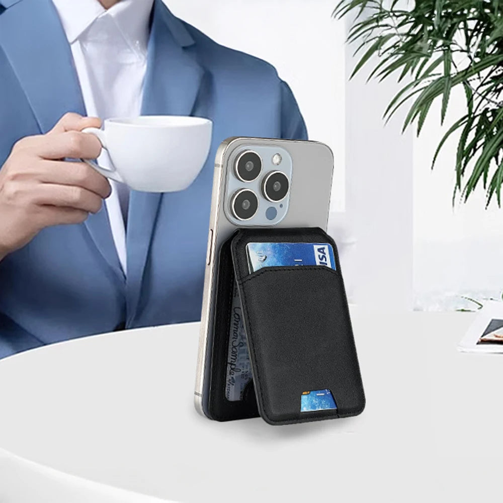 MagVault Slim Leather Card Wallet — MagSafe Magnetic iPhone Cardholder