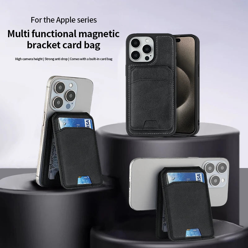MagVault Slim Leather Card Wallet — MagSafe Magnetic iPhone Cardholder