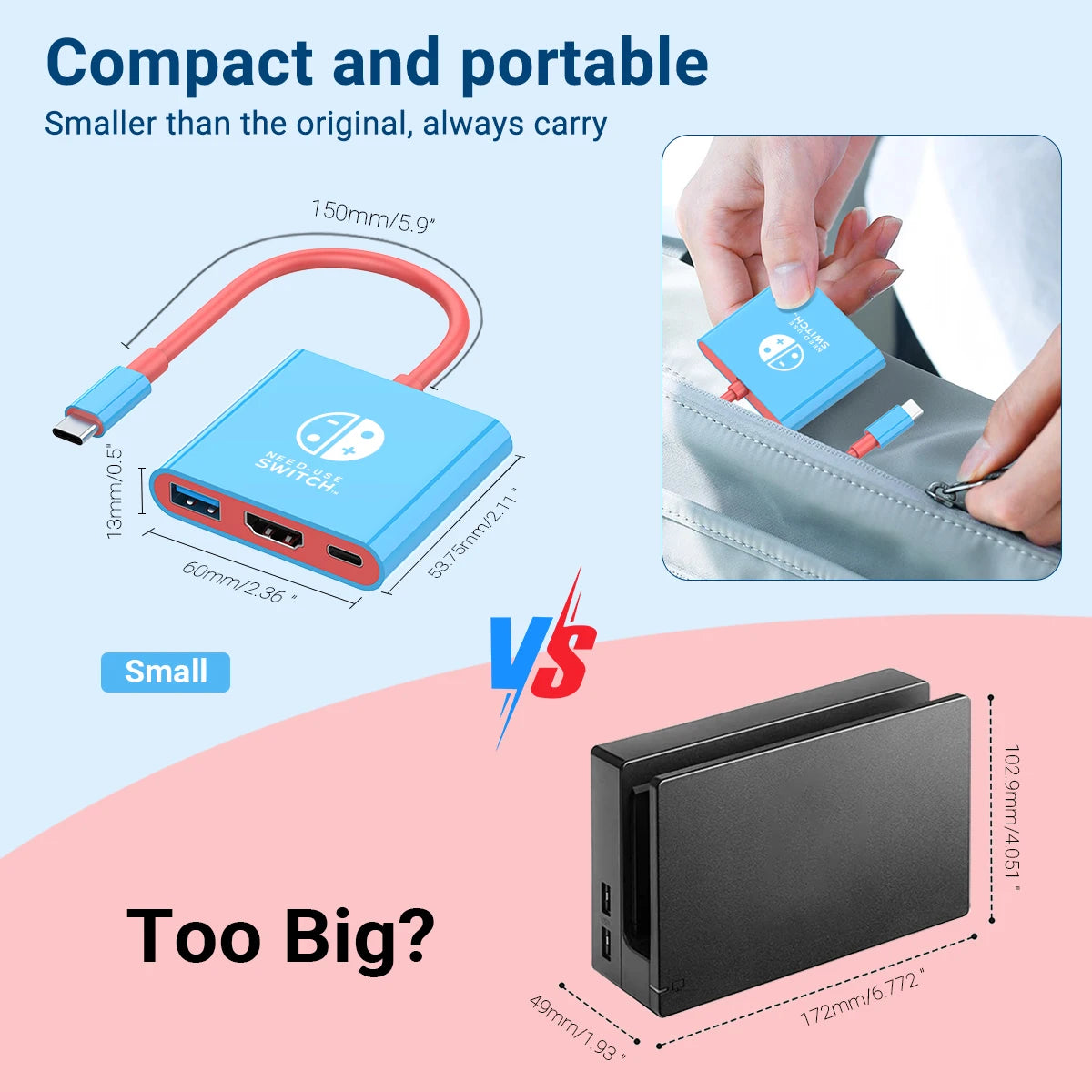 HubX 3-in-1 USB-C Hub — 4K HDMI, 100W PD Charging + USB 3.0 for MacBook, iPad & Switch