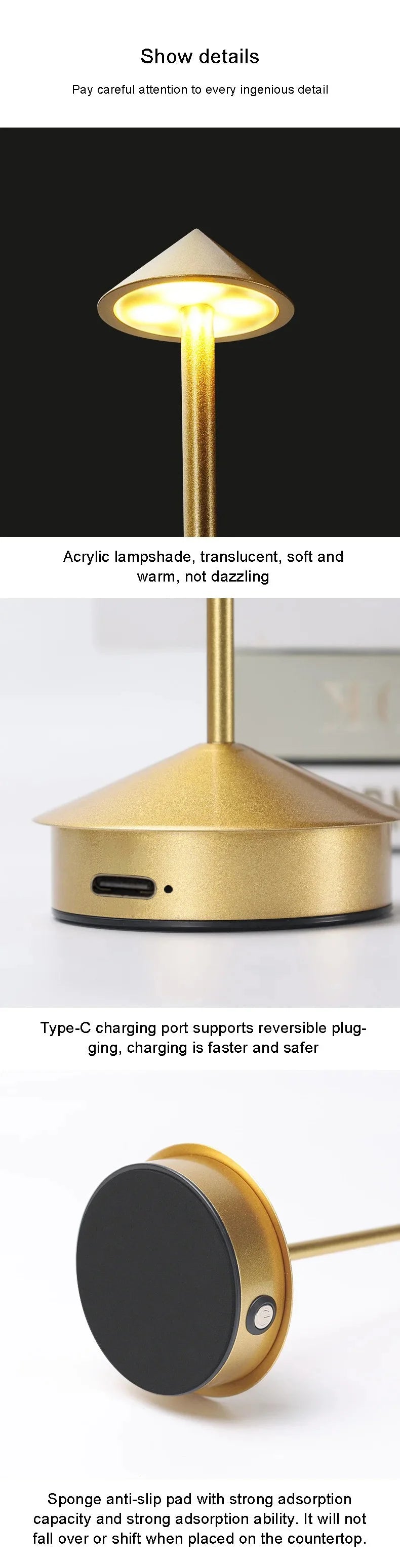 LumiDesk Rechargeable LED Desk Lamp — Touch Dimmer, 3 Color Temps, Cordless