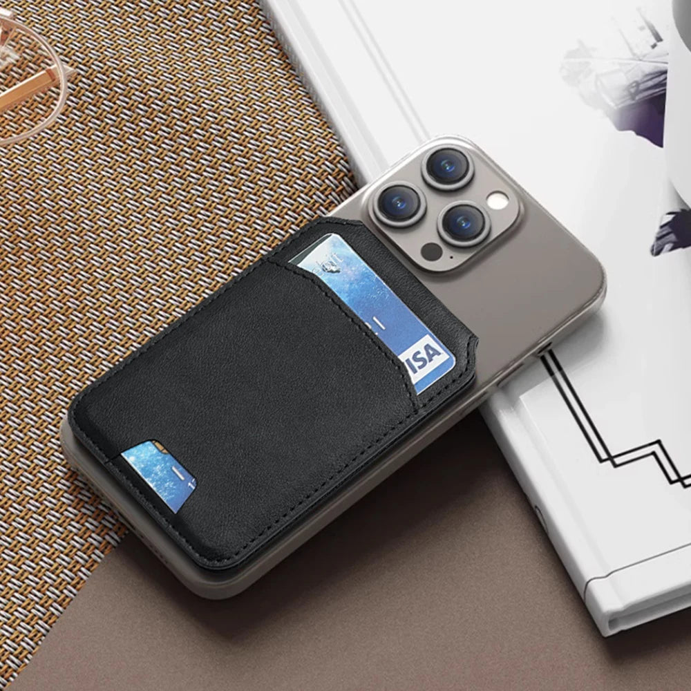 MagVault Slim Leather Card Wallet — MagSafe Magnetic iPhone Cardholder