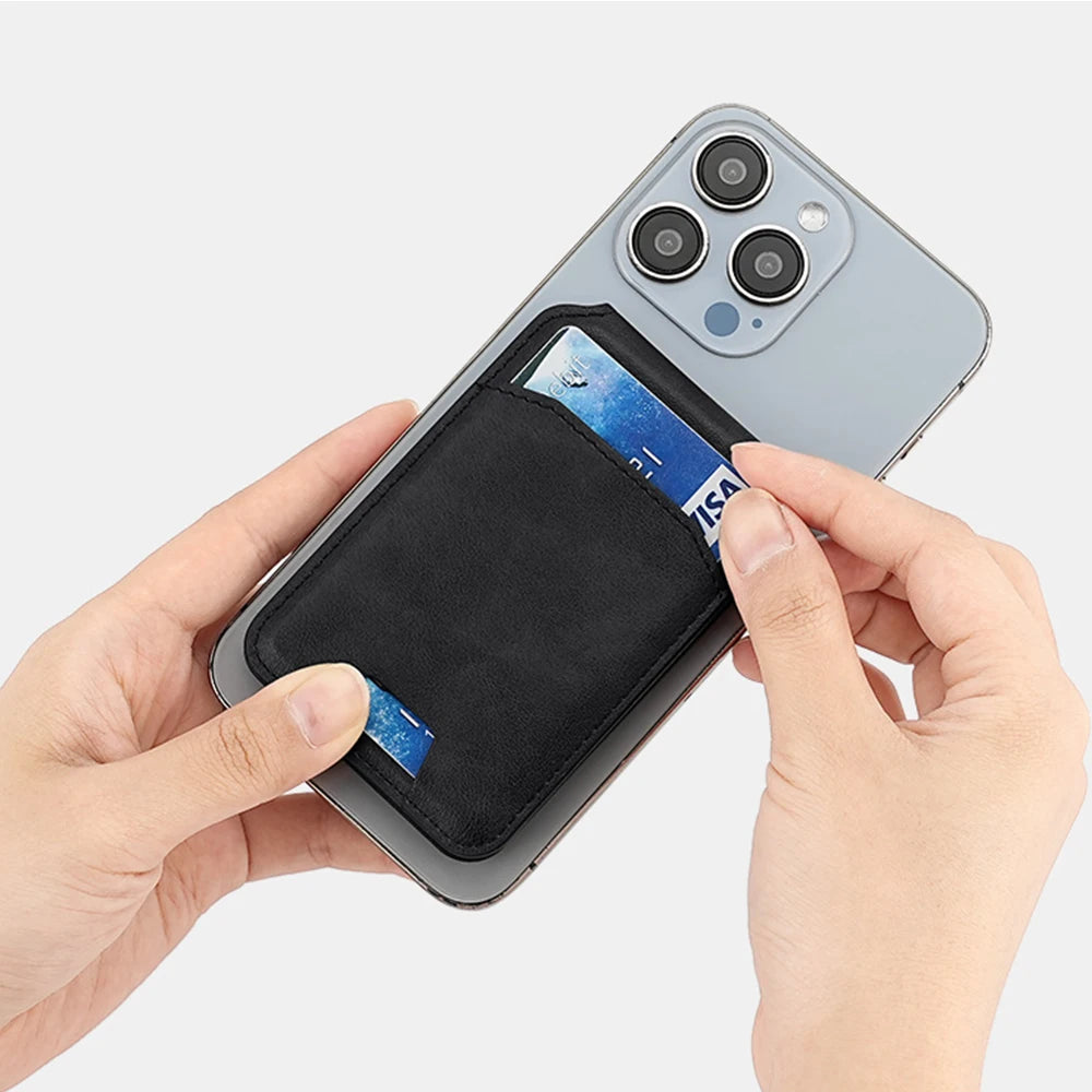 MagVault Slim Leather Card Wallet — MagSafe Magnetic iPhone Cardholder