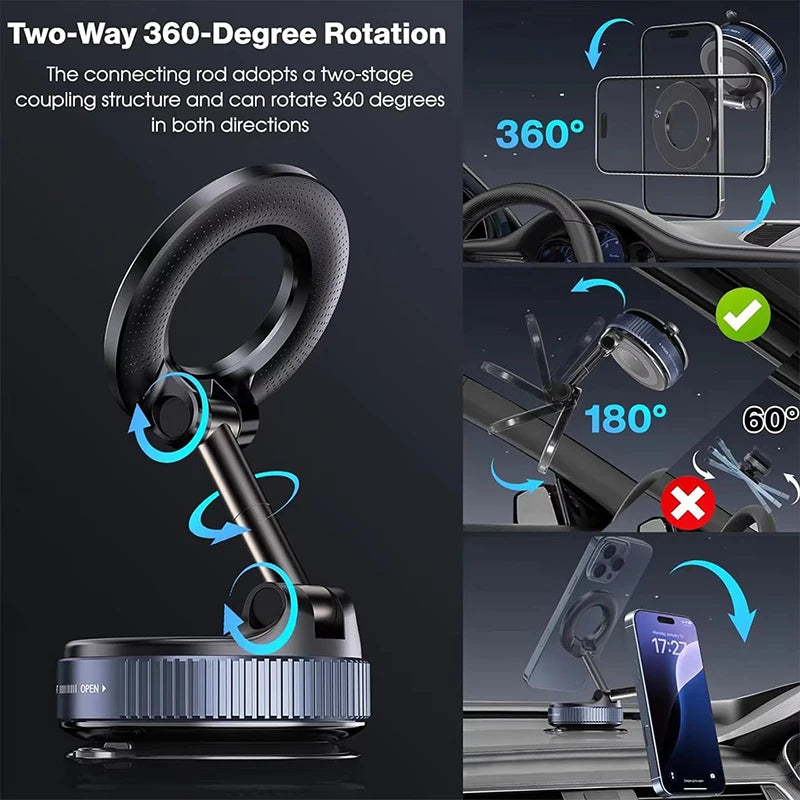MagGrip Flex 360° Universal Magnetic Phone Mount — Vacuum Suction for Car, Desk & Bathroom