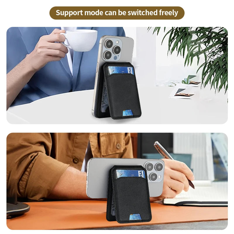 MagVault Slim Leather Card Wallet — MagSafe Magnetic iPhone Cardholder
