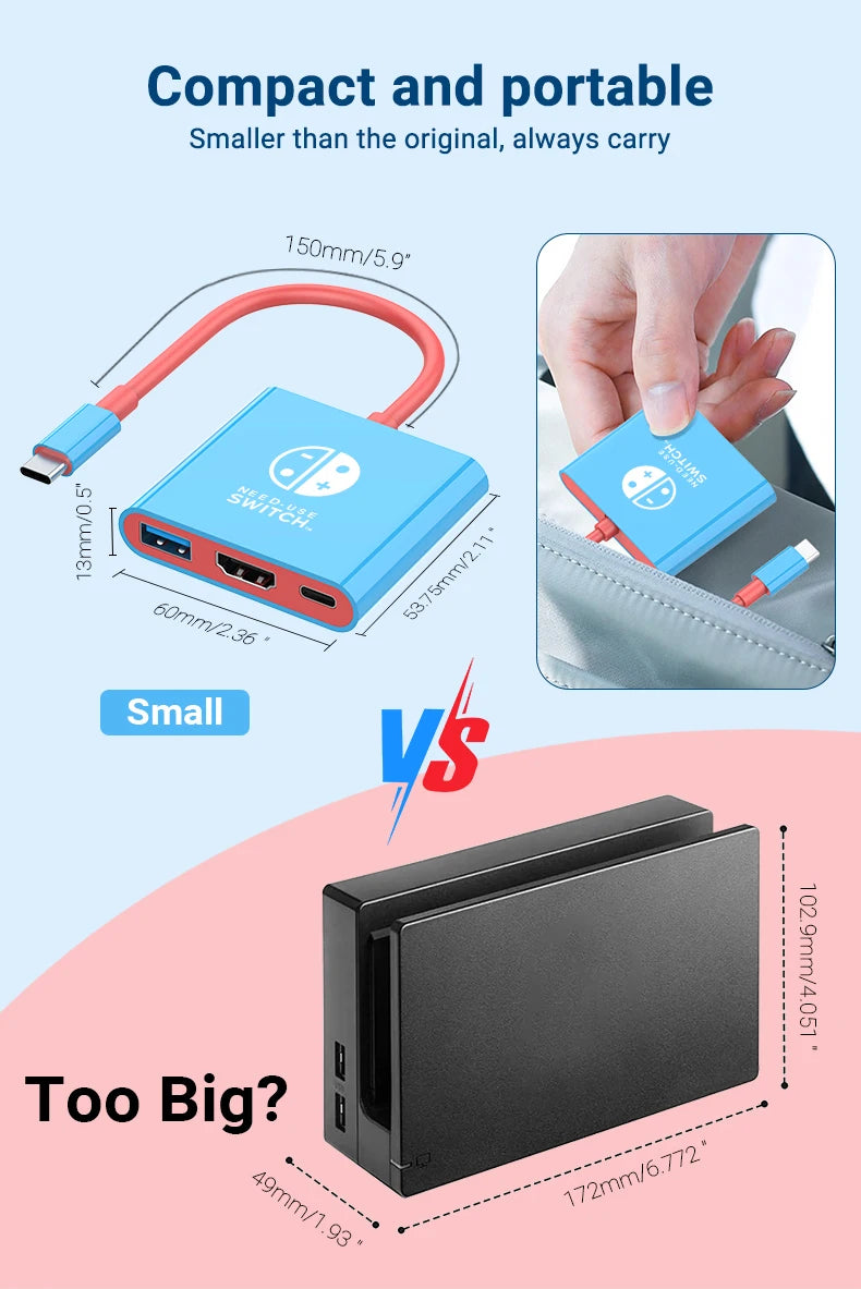 HubX 3-in-1 USB-C Hub — 4K HDMI, 100W PD Charging + USB 3.0 for MacBook, iPad & Switch