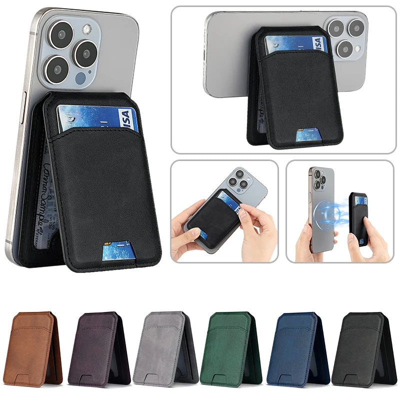 MagVault Slim Leather Card Wallet — MagSafe Magnetic iPhone Cardholder