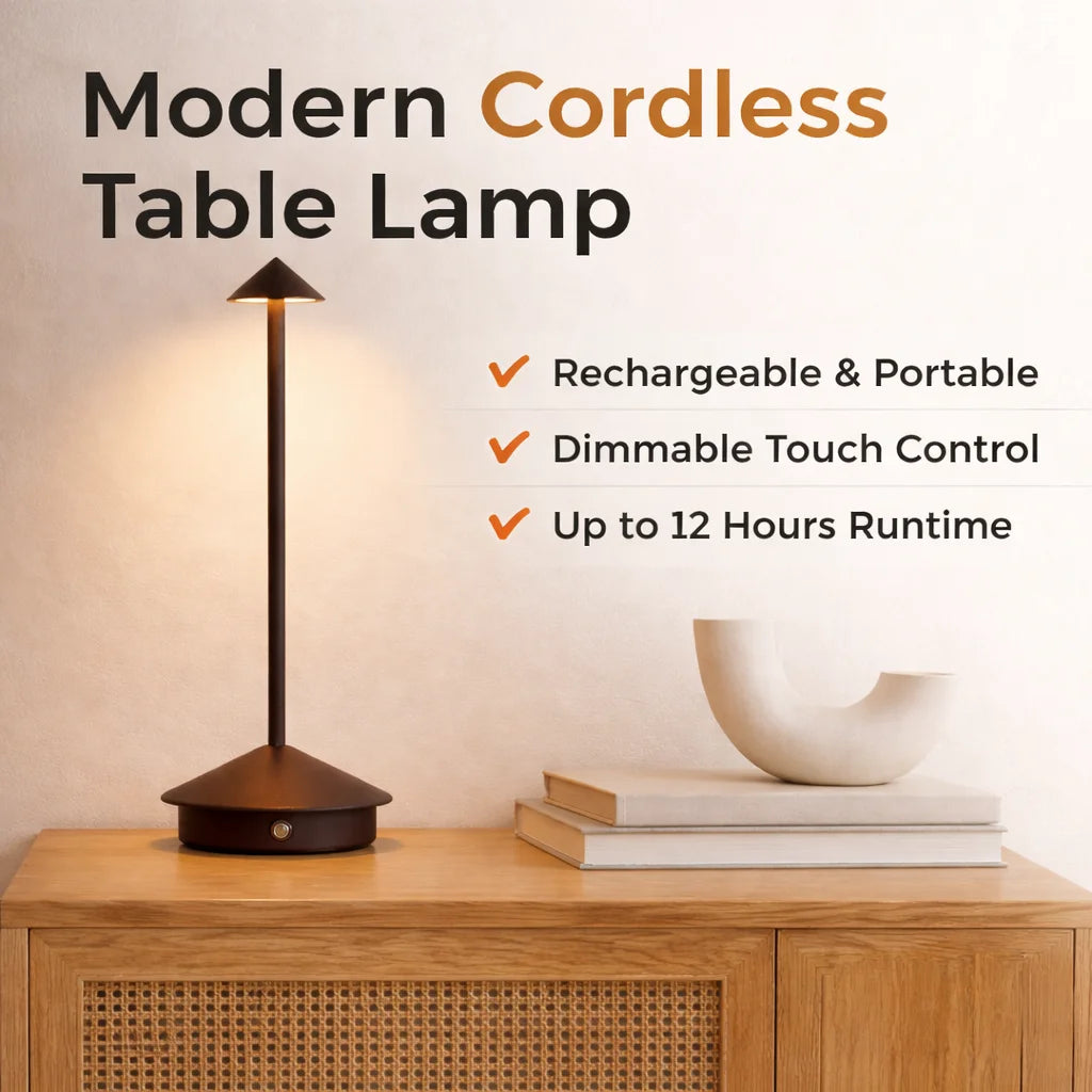 LumiDesk Rechargeable LED Desk Lamp — Touch Dimmer, 3 Color Temps, Cordless